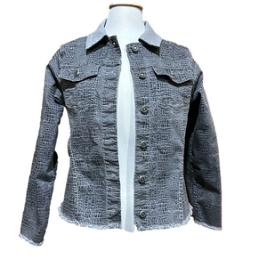 Reptile Print Reversible Jean Jacket Size Small - EUC